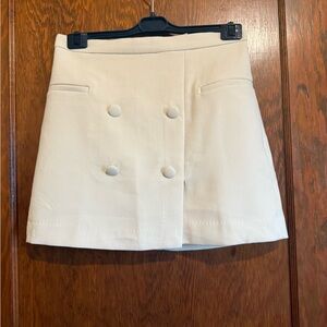 H&M Cream Double-Breasted Mini Skirt